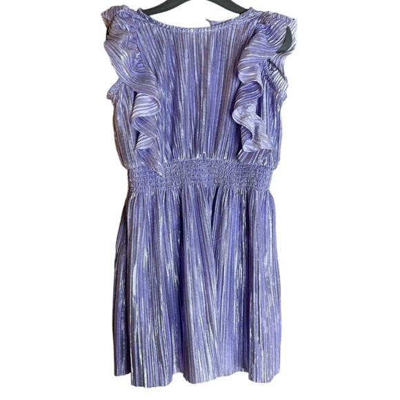 J. Crew Crewcut Style #AV331 ruffle trim shimmer lilac dress Girl Size XXS Smoke - Picture 2 of 4